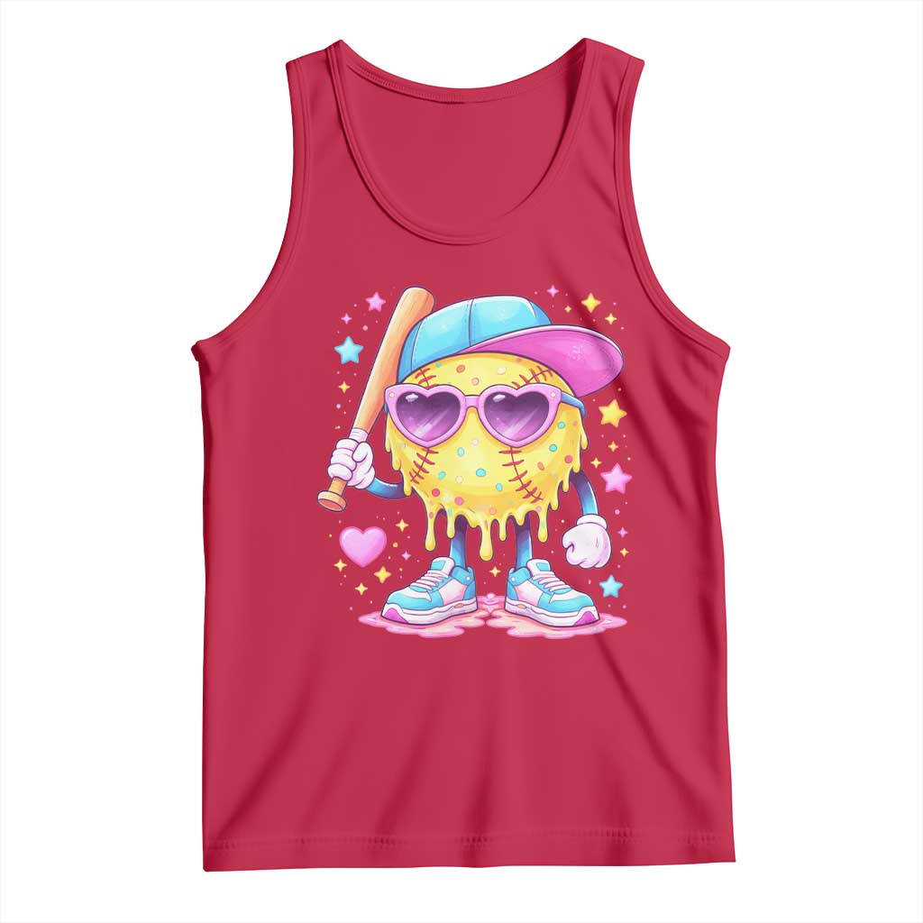 Funny Softball Drip Tank Top Ice Cream Sprinkles Softball Girls Kid TS10 Red Print Your Wear