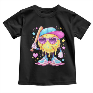 Funny Softball Drip Toddler T Shirt Ice Cream Sprinkles Softball Girls Kid TS10 Black Print Your Wear