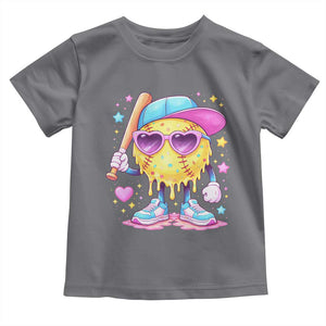 Funny Softball Drip Toddler T Shirt Ice Cream Sprinkles Softball Girls Kid TS10 Charcoal Print Your Wear