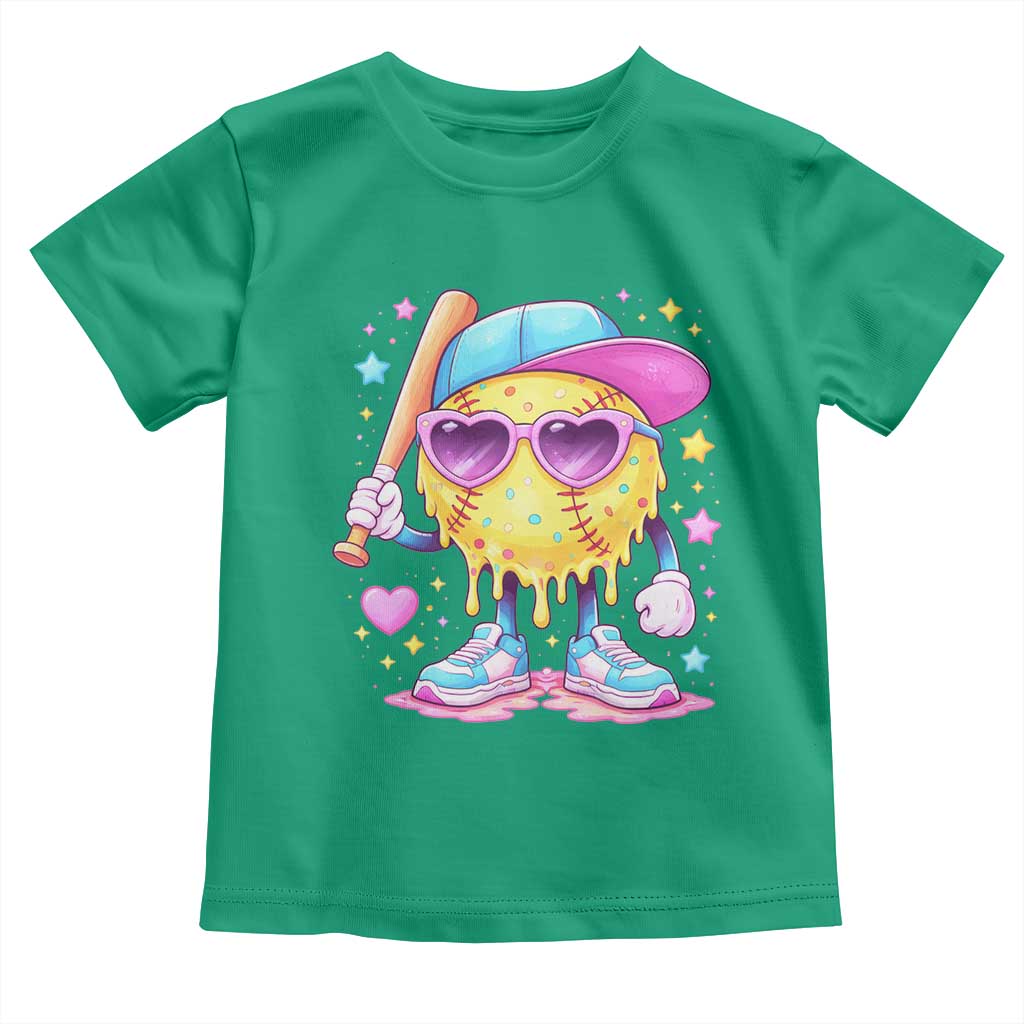 Funny Softball Drip Toddler T Shirt Ice Cream Sprinkles Softball Girls Kid TS10 Irish Green Print Your Wear