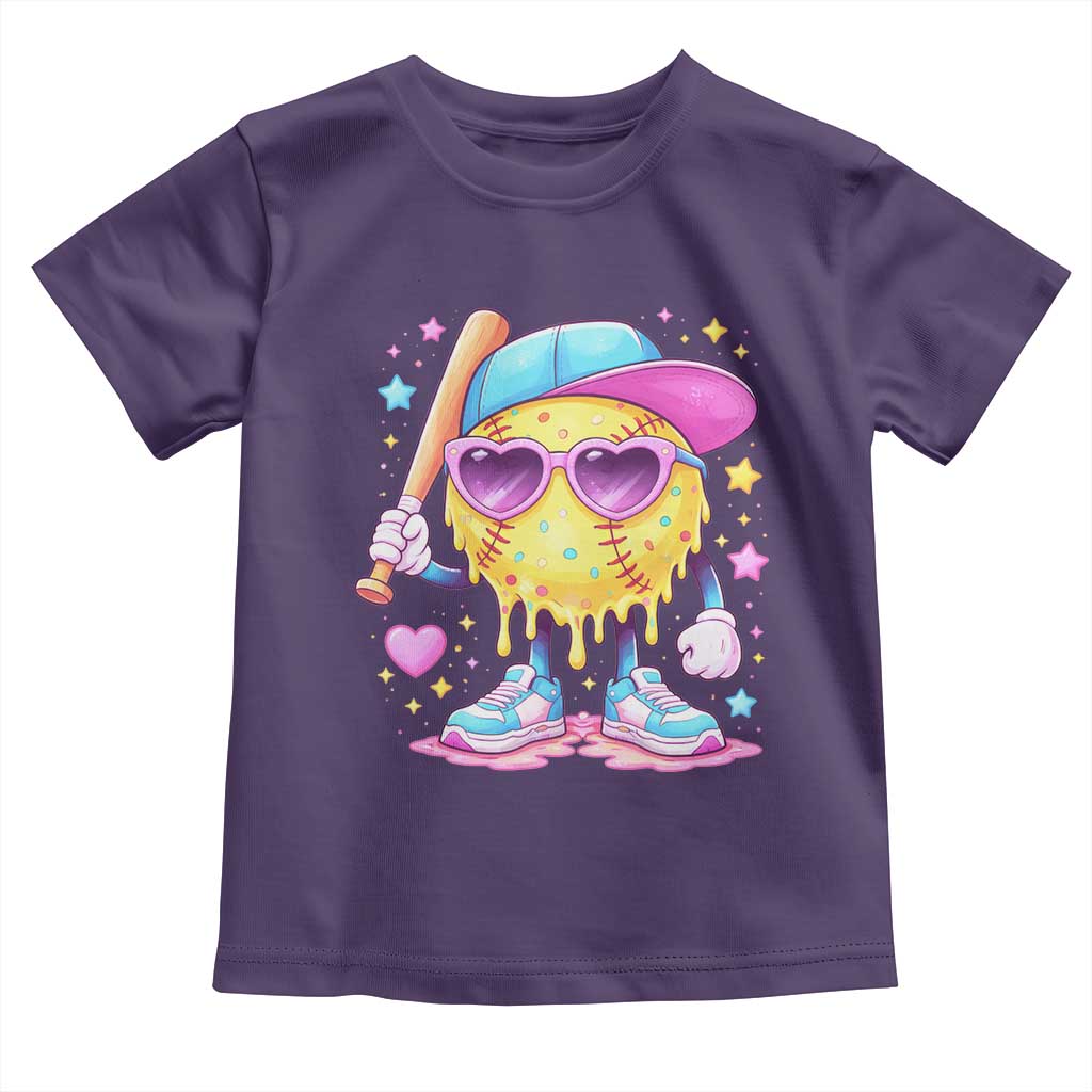 Funny Softball Drip Toddler T Shirt Ice Cream Sprinkles Softball Girls Kid TS10 Purple Print Your Wear