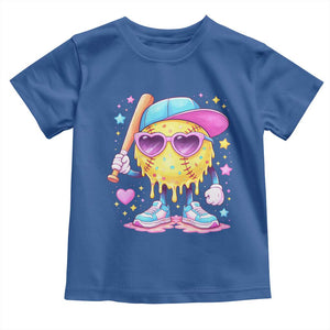 Funny Softball Drip Toddler T Shirt Ice Cream Sprinkles Softball Girls Kid TS10 Royal Blue Print Your Wear