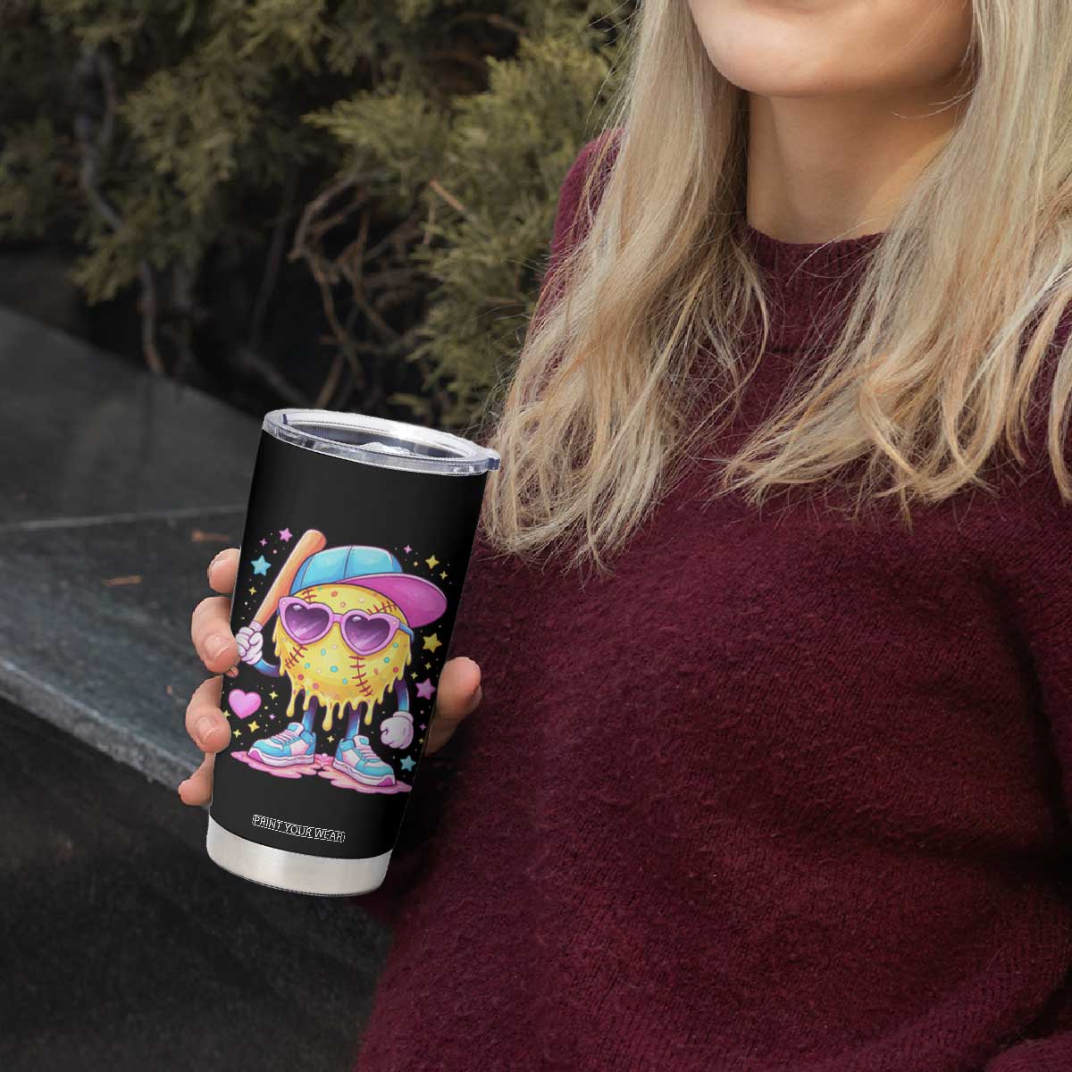 Funny Softball Drip Tumbler Cup Ice Cream Sprinkles Softball Girls Kid TS10 Print Your Wear