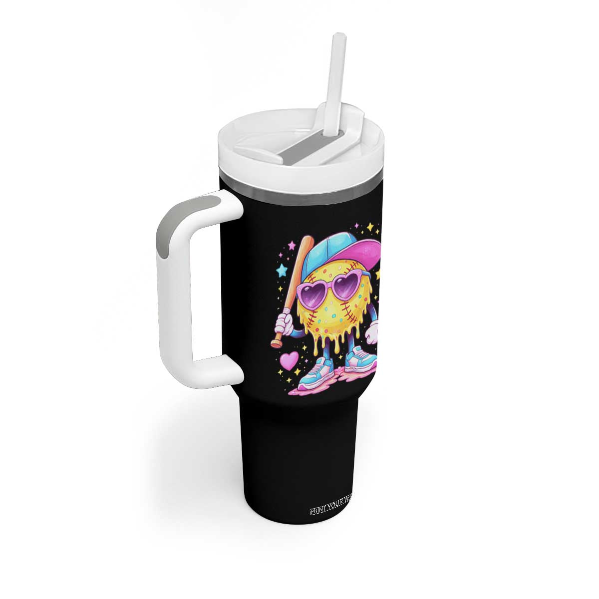 Funny Softball Drip Tumbler With Handle Ice Cream Sprinkles Softball Girls Kid TS10 Print Your Wear
