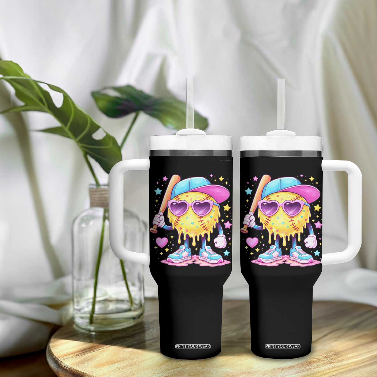 Funny Softball Drip Tumbler With Handle Ice Cream Sprinkles Softball Girls Kid TS10 Print Your Wear