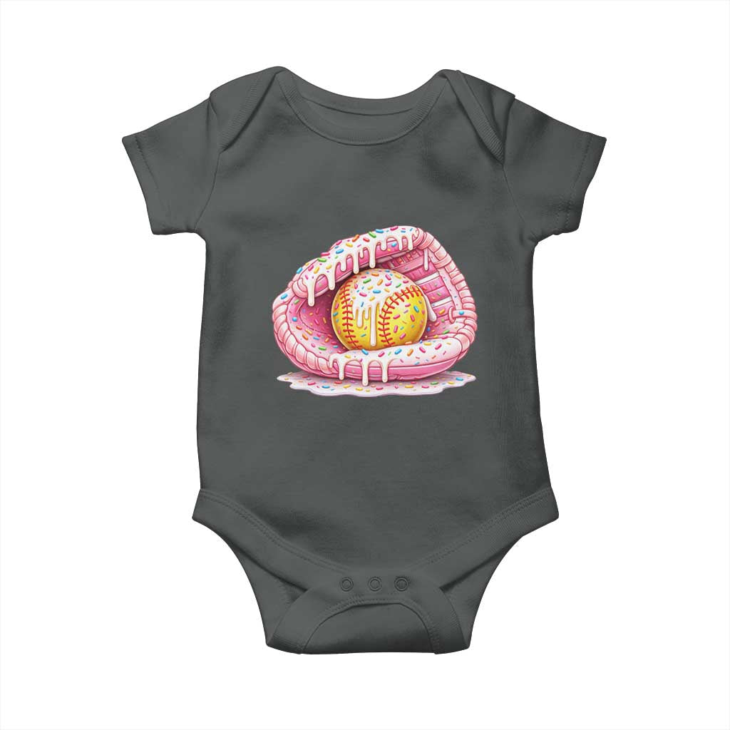 Softball Drip Baby Onesie Ice Cream Sprinkles Softball Glove Girls Kid TS10 Dark Heather Print Your Wear