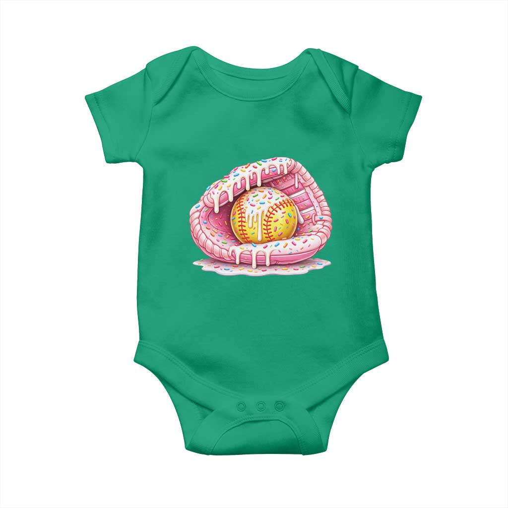 Softball Drip Baby Onesie Ice Cream Sprinkles Softball Glove Girls Kid TS10 Irish Green Print Your Wear