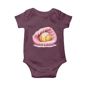 Softball Drip Baby Onesie Ice Cream Sprinkles Softball Glove Girls Kid TS10 Maroon Print Your Wear