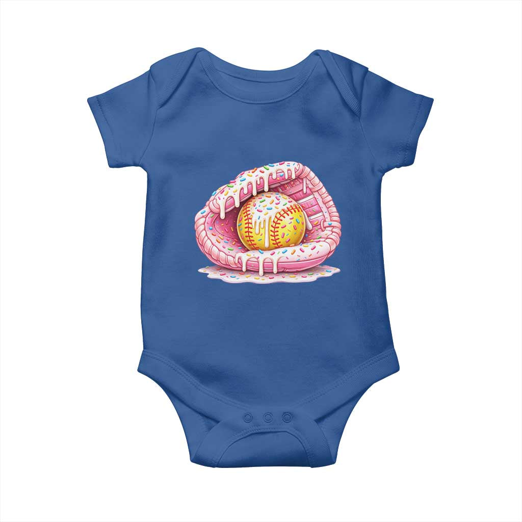 Softball Drip Baby Onesie Ice Cream Sprinkles Softball Glove Girls Kid TS10 Royal Blue Print Your Wear