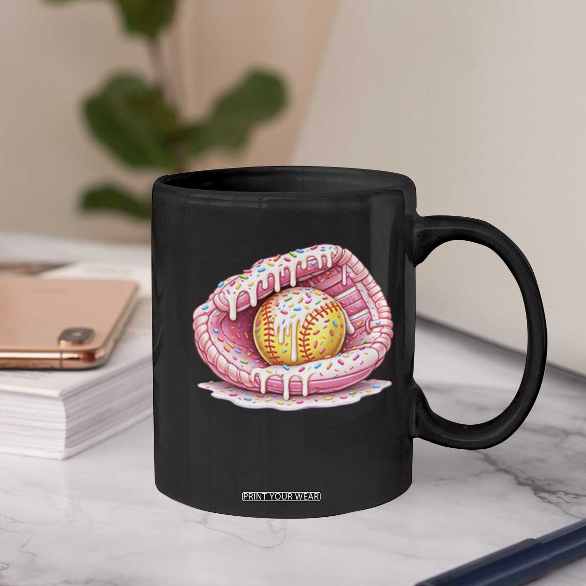 Softball Drip Coffee Mug Ice Cream Sprinkles Softball Glove Girls Kid TS10 Print Your Wear