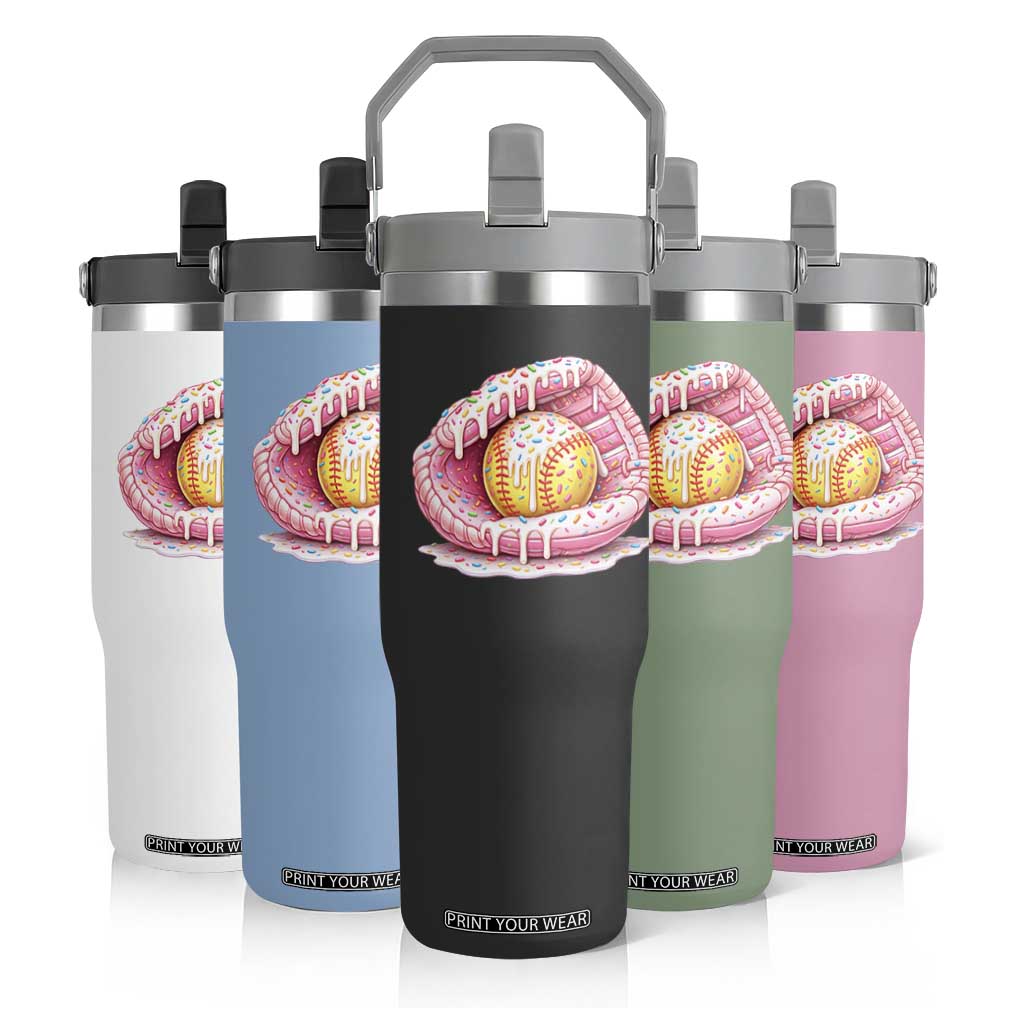 Softball Drip Flip Straw Tumbler Ice Cream Sprinkles Softball Glove Girls Kid TS10 Print Your Wear