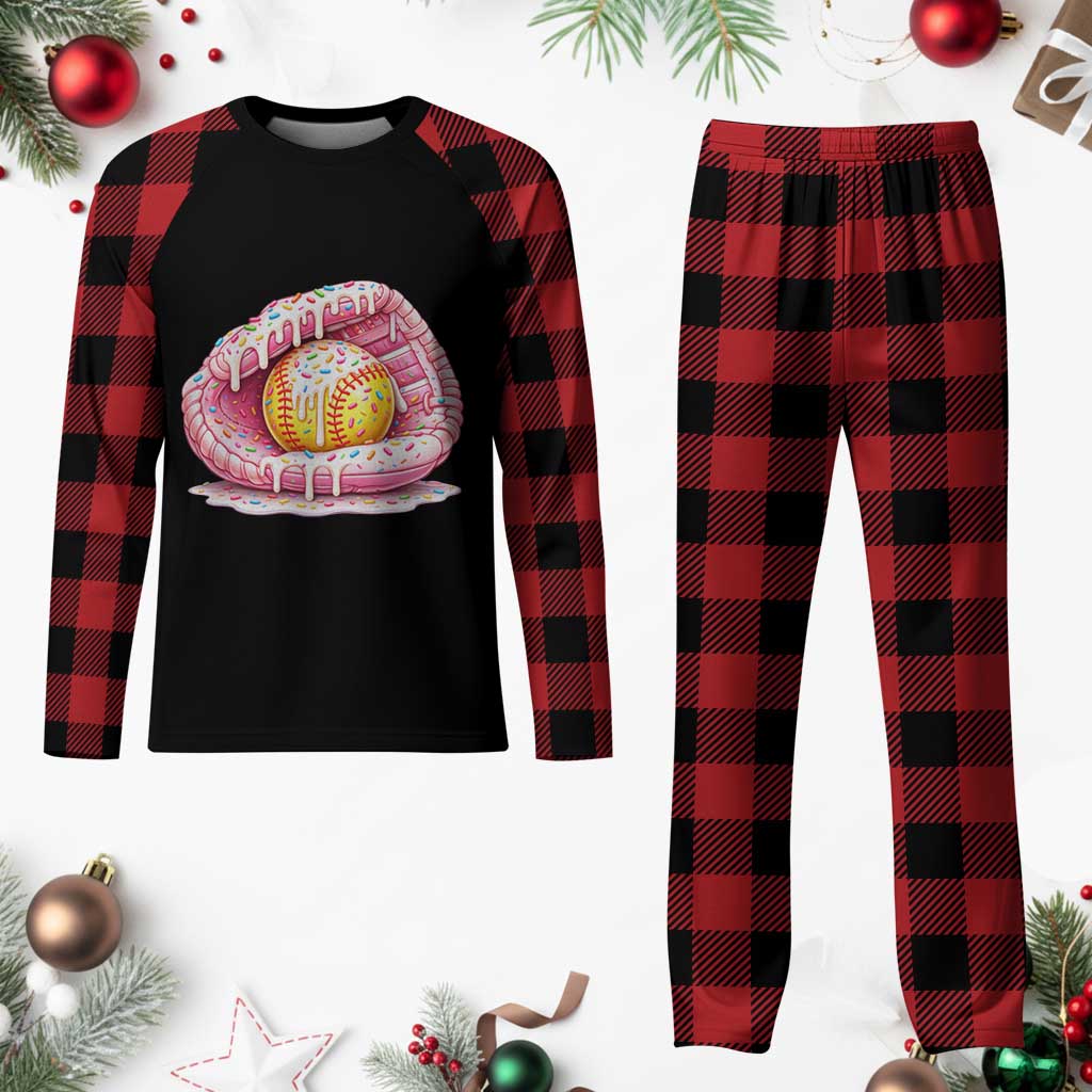 Softball Drip Plaid Pajama Set Ice Cream Sprinkles Softball Glove Girls Kid TS10 Buffalo Plaid Print Your Wear