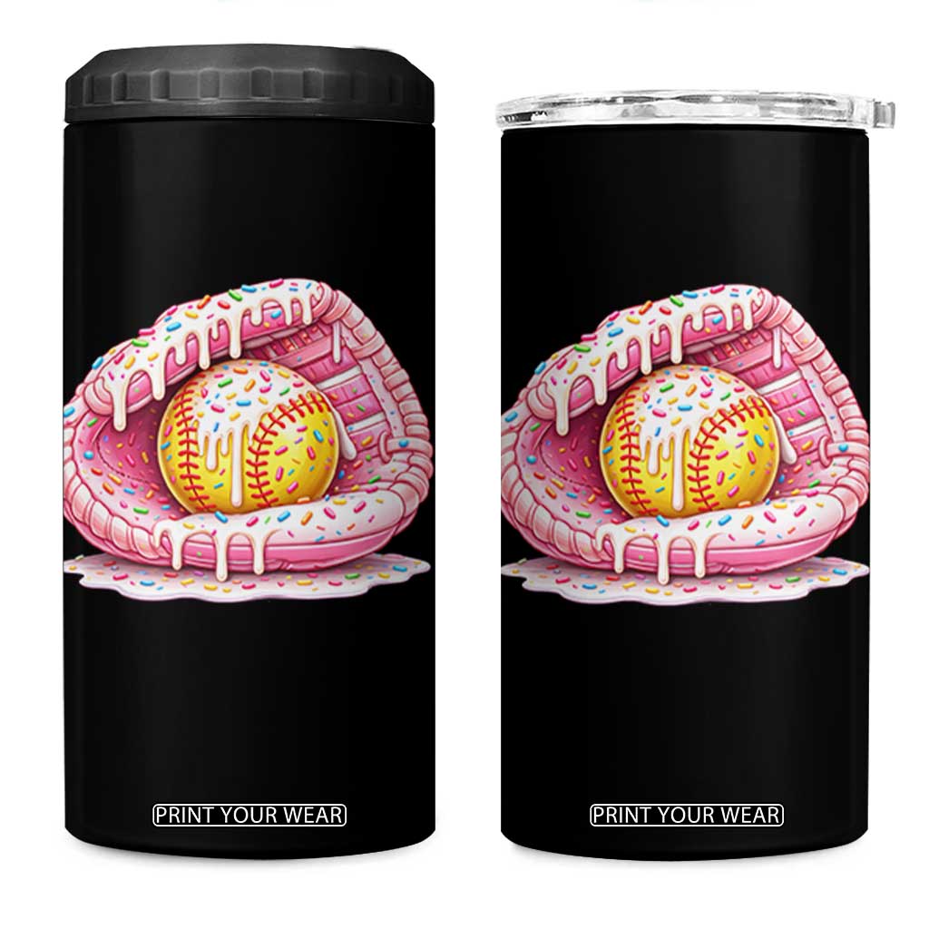Softball Drip 4 in 1 Can Cooler Tumbler Ice Cream Sprinkles Softball Glove Girls Kid TS10 One Size: 16 oz Black Print Your Wear