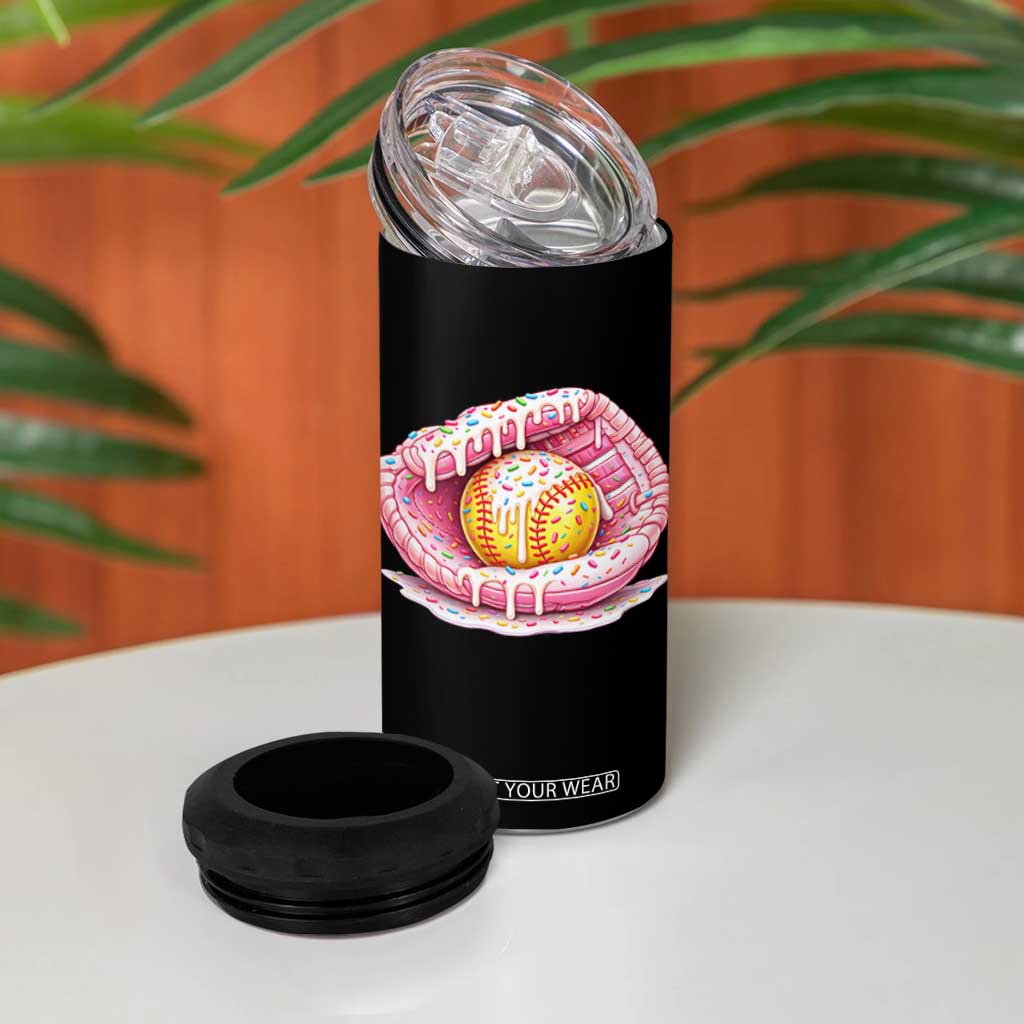 Softball Drip 4 in 1 Can Cooler Tumbler Ice Cream Sprinkles Softball Glove Girls Kid TS10 Print Your Wear