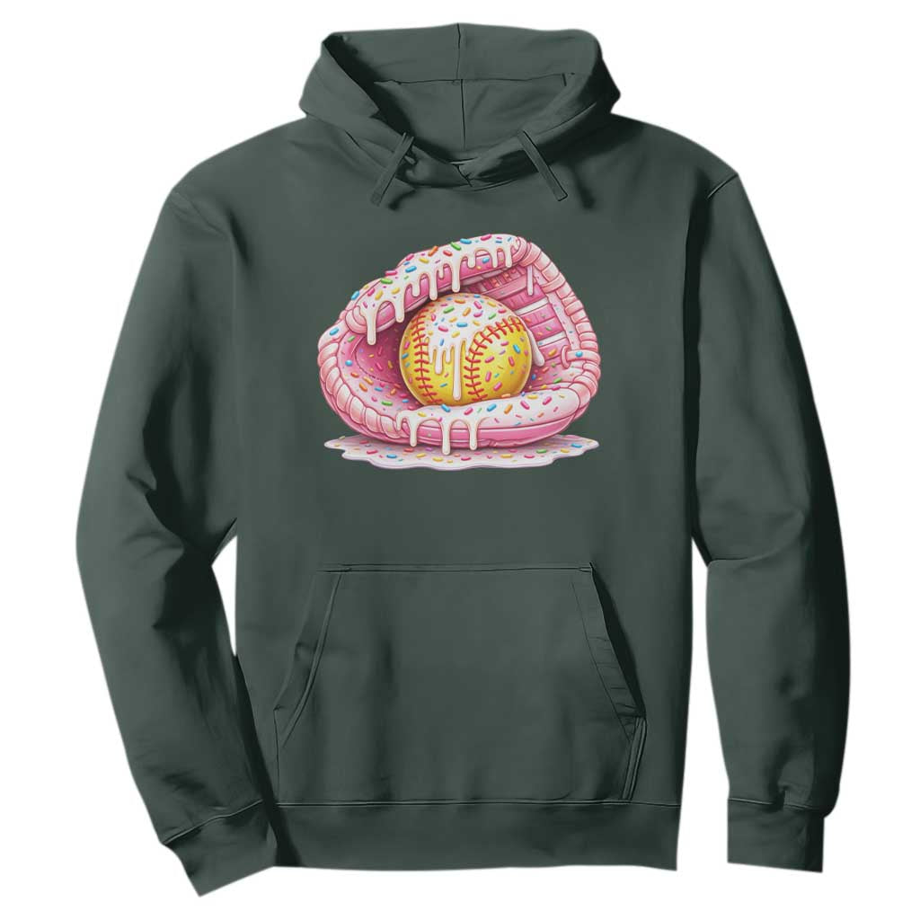 Softball Drip Hoodie Ice Cream Sprinkles Softball Glove Girls Kid TS10 Dark Forest Green Print Your Wear