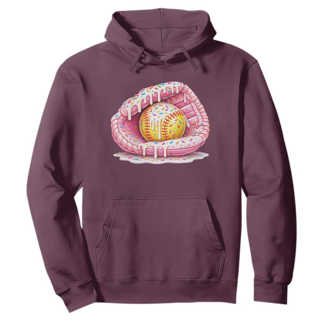 Softball Drip Hoodie Ice Cream Sprinkles Softball Glove Girls Kid TS10 Maroon Print Your Wear