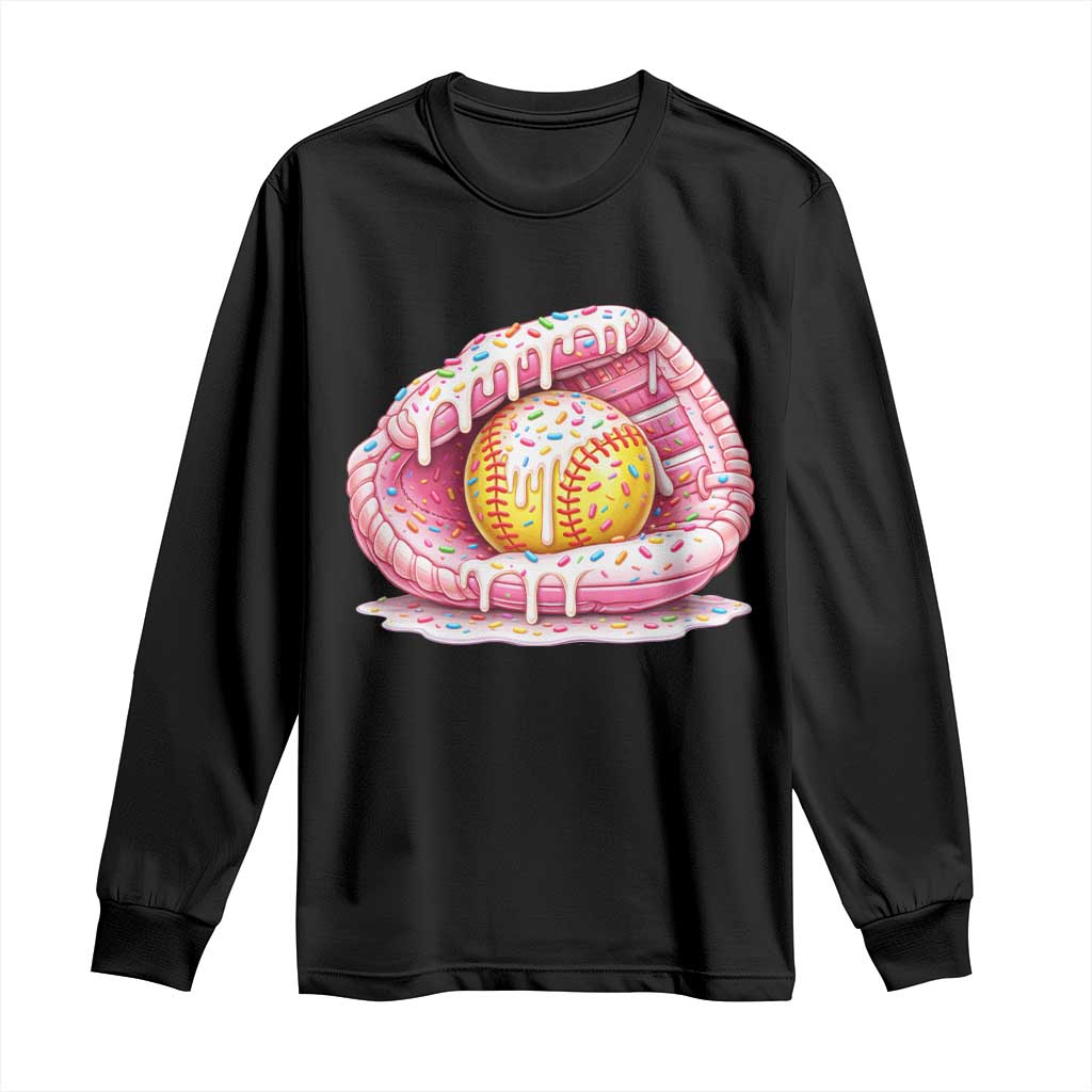 Softball Drip Long Sleeve Shirt Ice Cream Sprinkles Softball Glove Girls Kid TS10 Black Print Your Wear