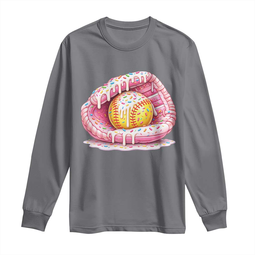 Softball Drip Long Sleeve Shirt Ice Cream Sprinkles Softball Glove Girls Kid TS10 Charcoal Print Your Wear