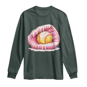 Softball Drip Long Sleeve Shirt Ice Cream Sprinkles Softball Glove Girls Kid TS10 Dark Forest Green Print Your Wear
