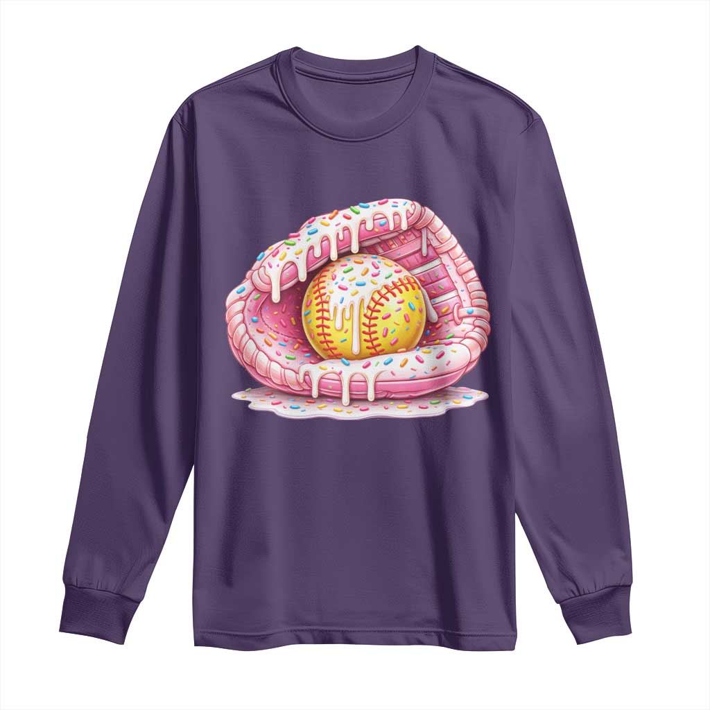 Softball Drip Long Sleeve Shirt Ice Cream Sprinkles Softball Glove Girls Kid TS10 Purple Print Your Wear