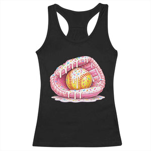 Softball Drip Racerback Tank Top Ice Cream Sprinkles Softball Glove Girls Kid TS10 Black Print Your Wear