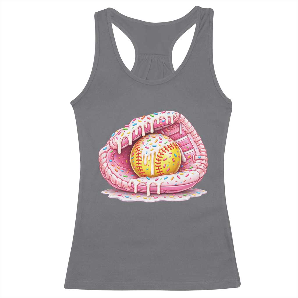 Softball Drip Racerback Tank Top Ice Cream Sprinkles Softball Glove Girls Kid TS10 Charcoal Print Your Wear