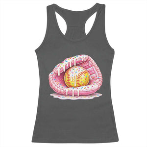Softball Drip Racerback Tank Top Ice Cream Sprinkles Softball Glove Girls Kid TS10 Dark Heather Print Your Wear