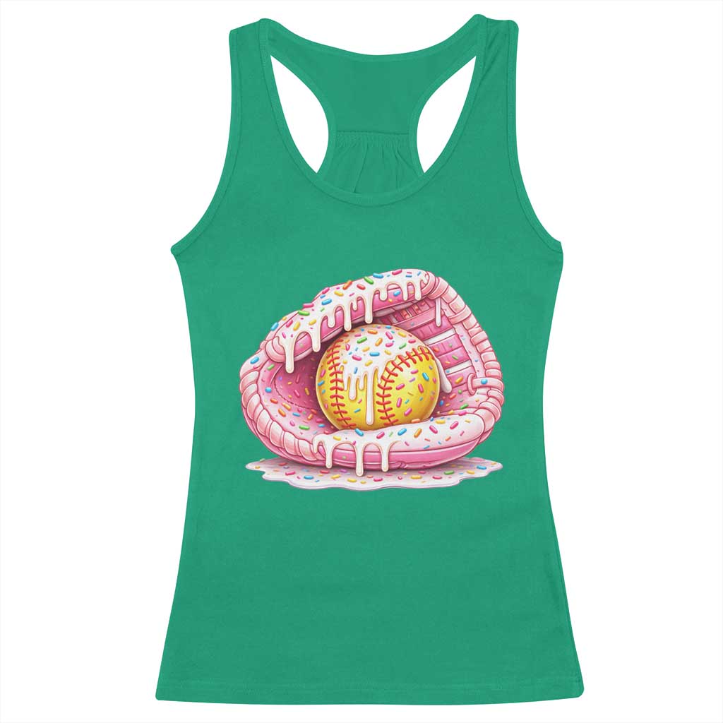 Softball Drip Racerback Tank Top Ice Cream Sprinkles Softball Glove Girls Kid TS10 Irish Green Print Your Wear