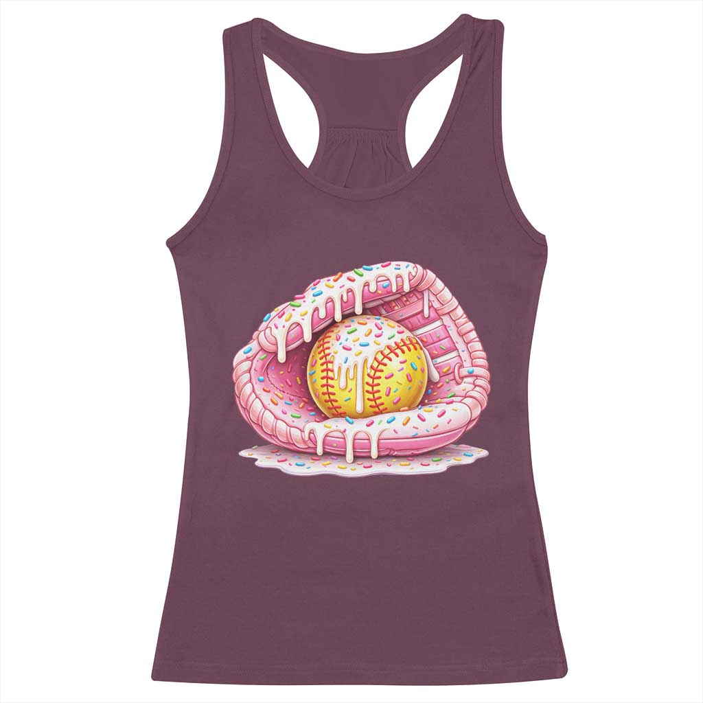 Softball Drip Racerback Tank Top Ice Cream Sprinkles Softball Glove Girls Kid TS10 Maroon Print Your Wear