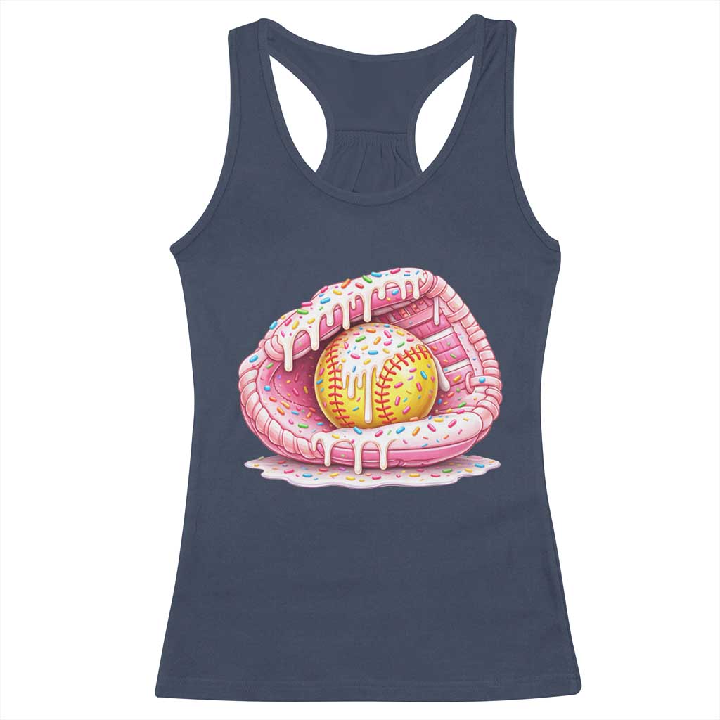 Softball Drip Racerback Tank Top Ice Cream Sprinkles Softball Glove Girls Kid TS10 Navy Print Your Wear