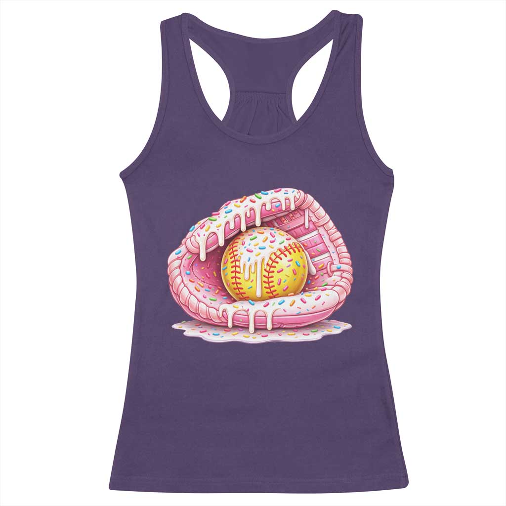 Softball Drip Racerback Tank Top Ice Cream Sprinkles Softball Glove Girls Kid TS10 Purple Print Your Wear