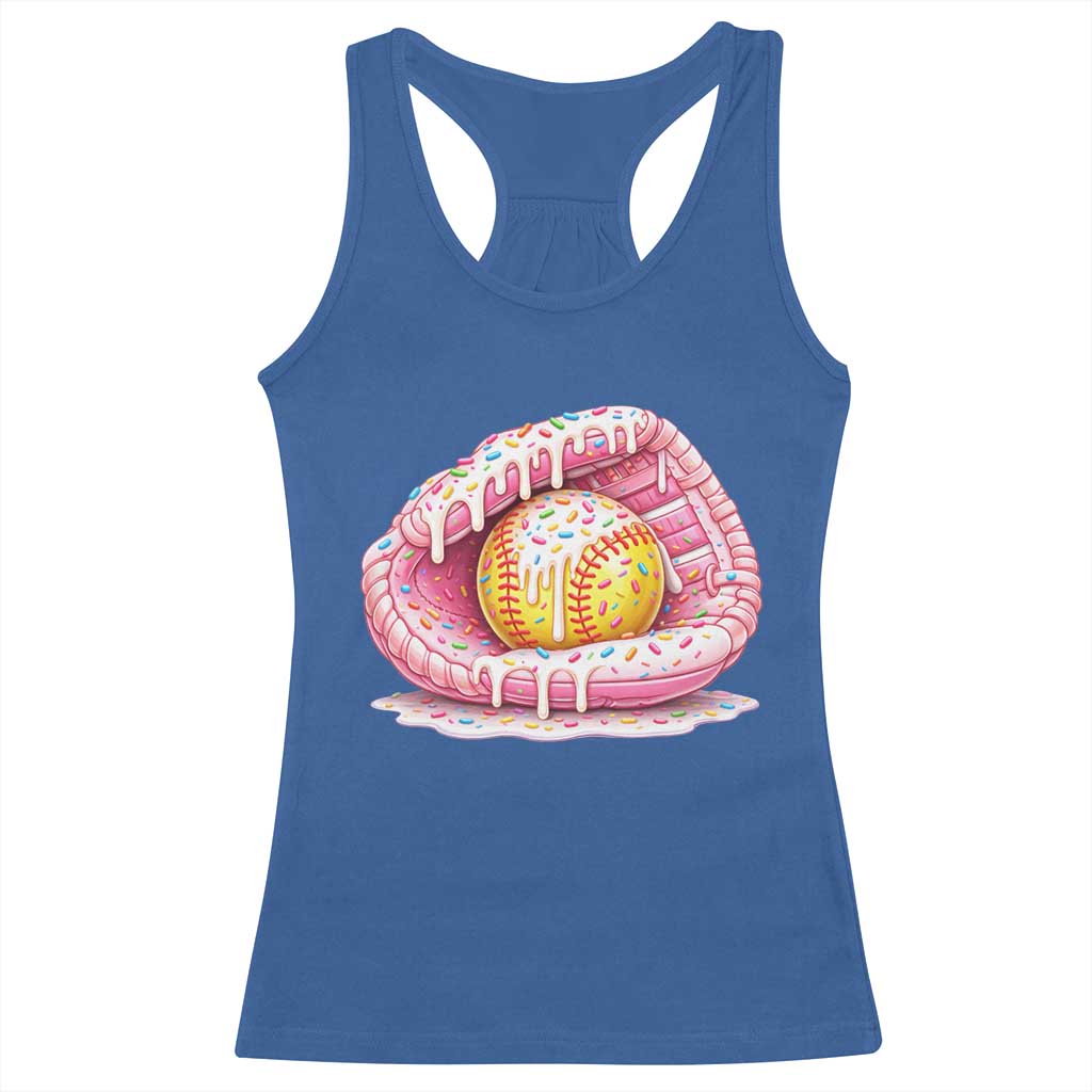 Softball Drip Racerback Tank Top Ice Cream Sprinkles Softball Glove Girls Kid TS10 Royal Blue Print Your Wear