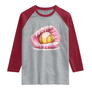 Softball Drip Raglan Shirt Ice Cream Sprinkles Softball Glove Girls Kid TS10 Heather Gray Heather Red Print Your Wear