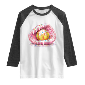 Softball Drip Raglan Shirt Ice Cream Sprinkles Softball Glove Girls Kid TS10 White Heather Charcoal Print Your Wear