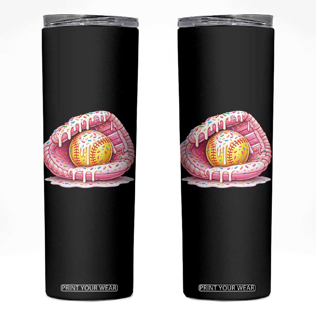 Softball Drip Skinny Tumbler Ice Cream Sprinkles Softball Glove Girls Kid TS10 Black Print Your Wear