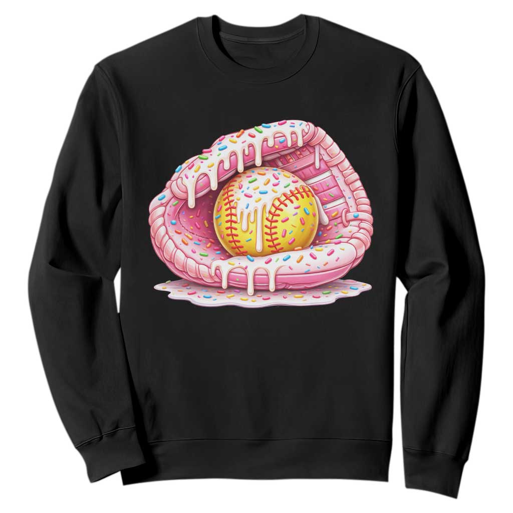 Softball Drip Sweatshirt Ice Cream Sprinkles Softball Glove Girls Kid TS10 Black Print Your Wear