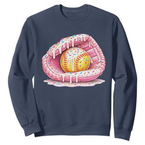 Softball Drip Sweatshirt Ice Cream Sprinkles Softball Glove Girls Kid TS10 Navy Print Your Wear