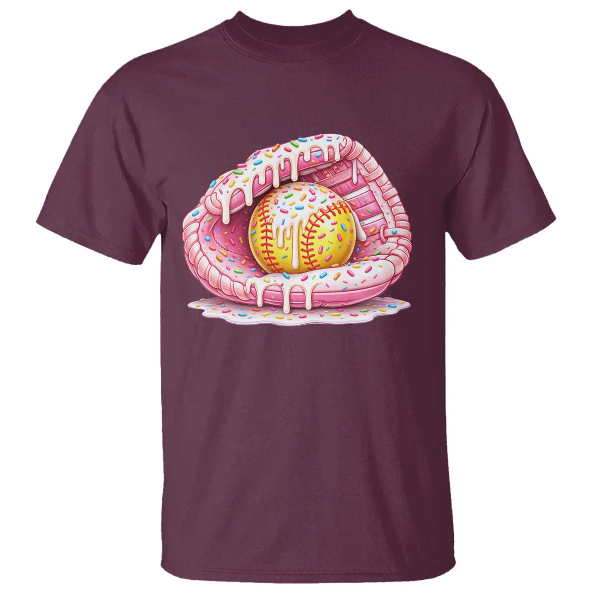 Softball Drip T Shirt Ice Cream Sprinkles Softball Glove Girls Kid TS10 Maroon Print Your Wear