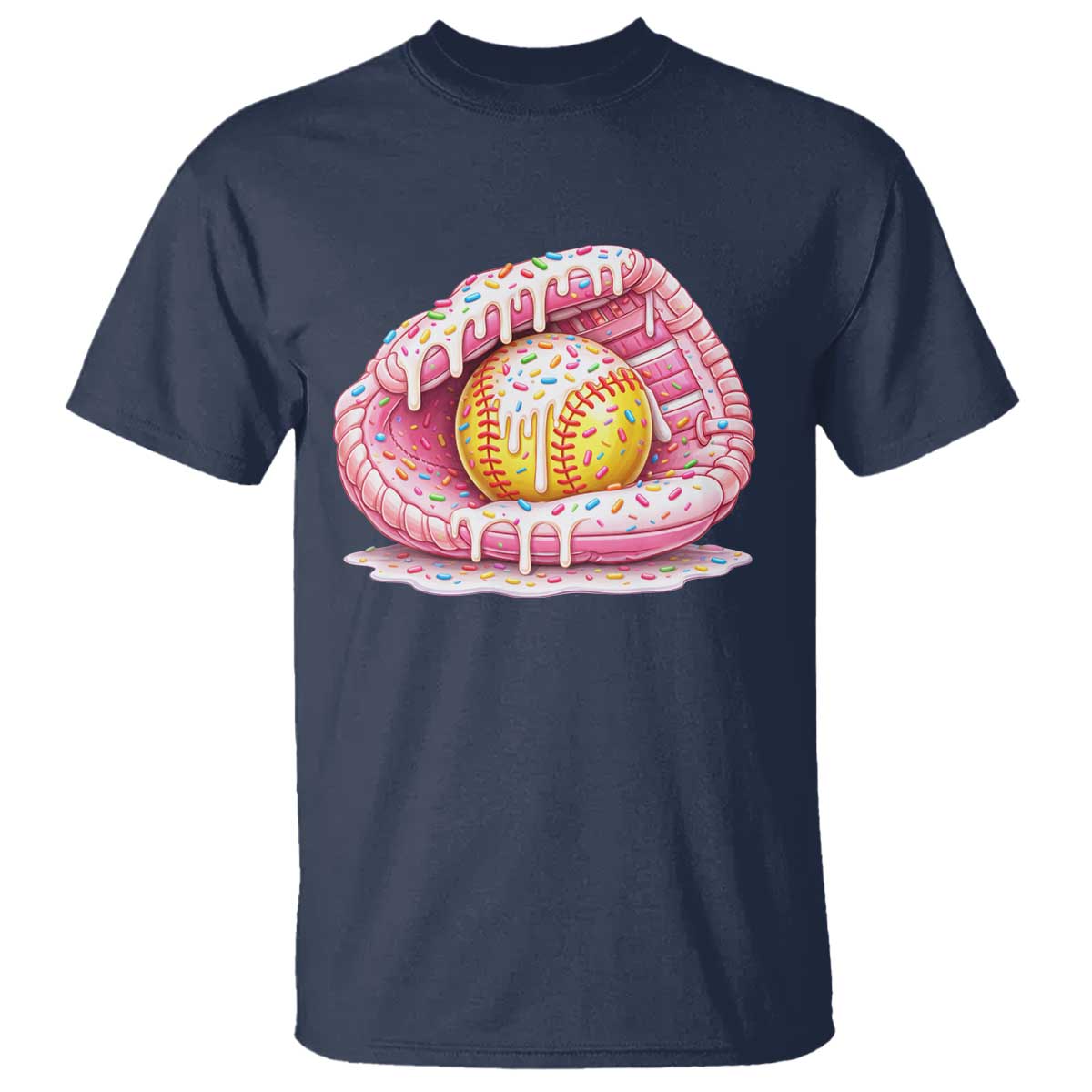 Softball Drip T Shirt Ice Cream Sprinkles Softball Glove Girls Kid TS10 Navy Print Your Wear