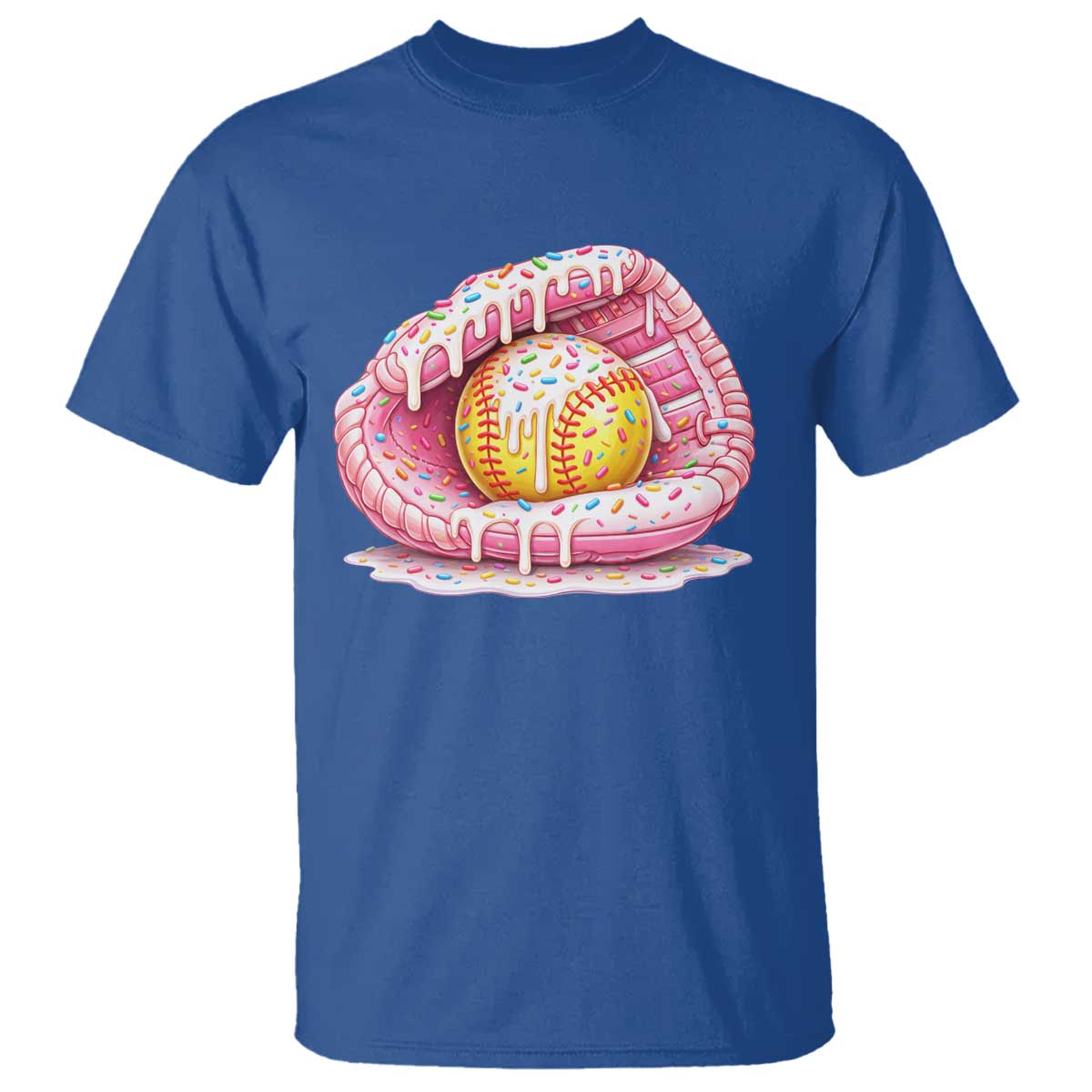 Softball Drip T Shirt Ice Cream Sprinkles Softball Glove Girls Kid TS10 Royal Blue Print Your Wear