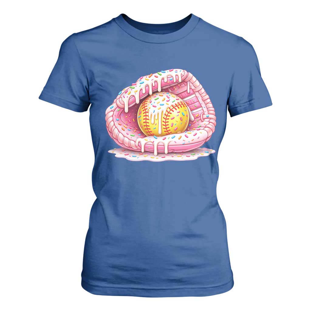 Softball Drip T Shirt For Women Ice Cream Sprinkles Softball Glove Girls Kid TS10 Royal Blue Print Your Wear