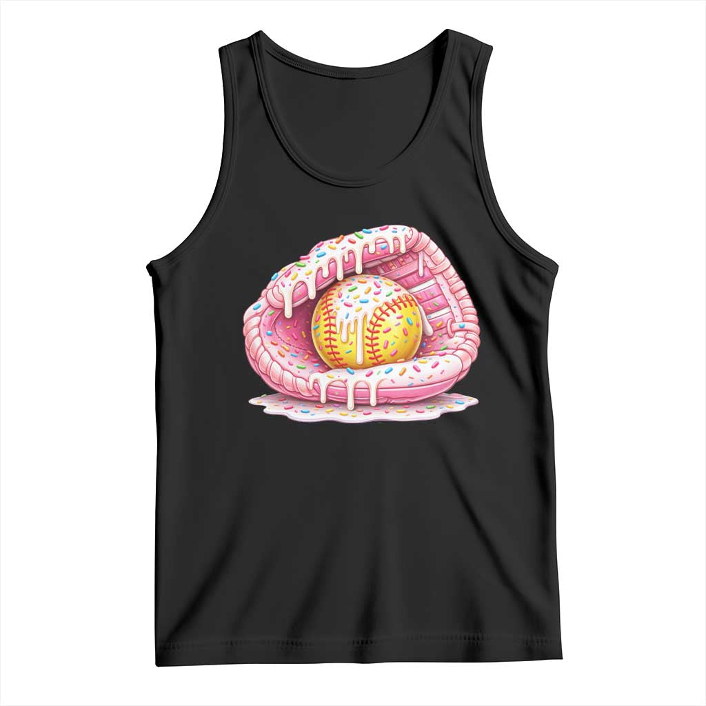 Softball Drip Tank Top Ice Cream Sprinkles Softball Glove Girls Kid TS10 Black Print Your Wear