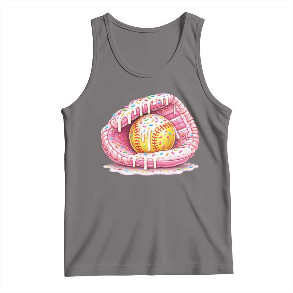 Softball Drip Tank Top Ice Cream Sprinkles Softball Glove Girls Kid TS10 Deep Heather Print Your Wear