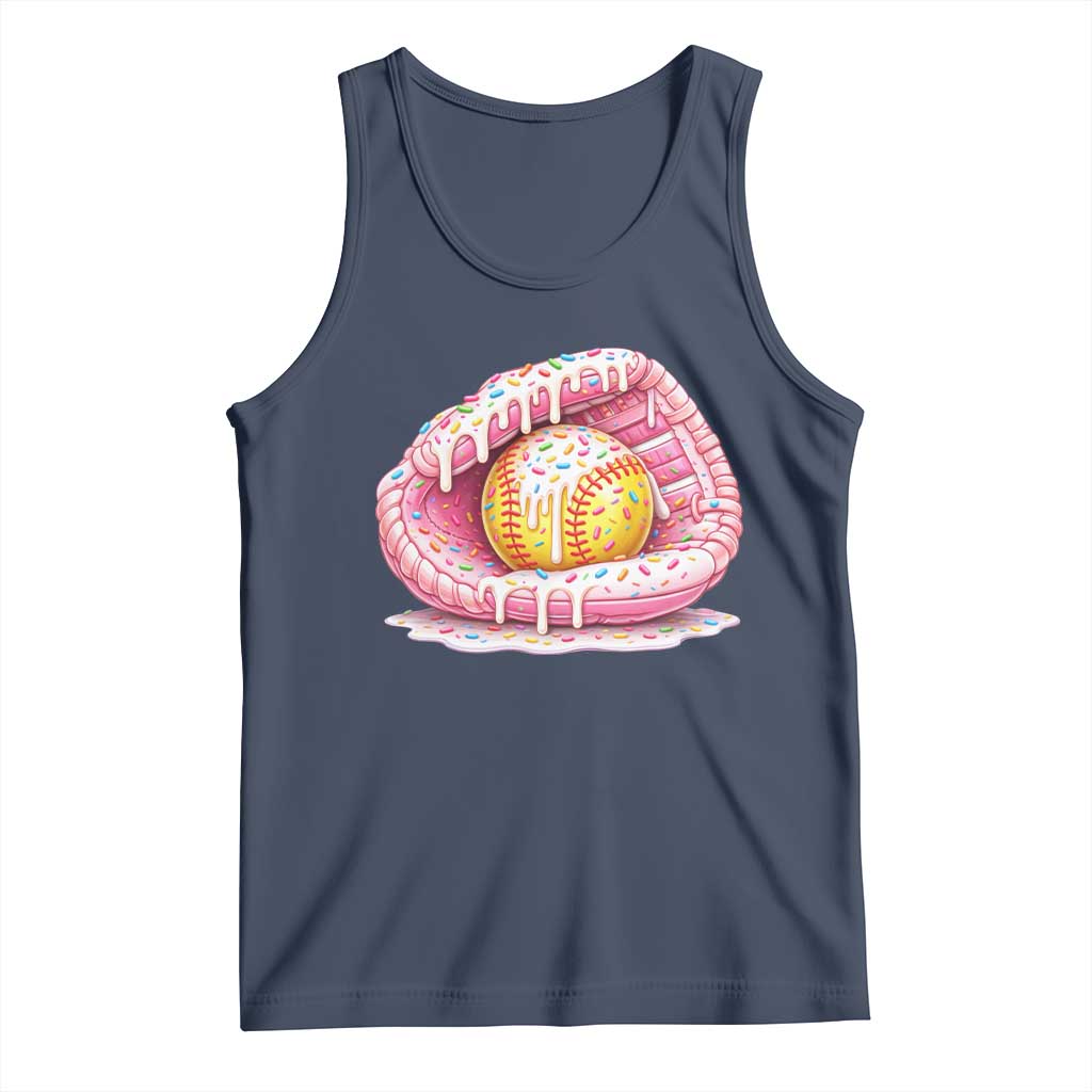 Softball Drip Tank Top Ice Cream Sprinkles Softball Glove Girls Kid TS10 Navy Print Your Wear