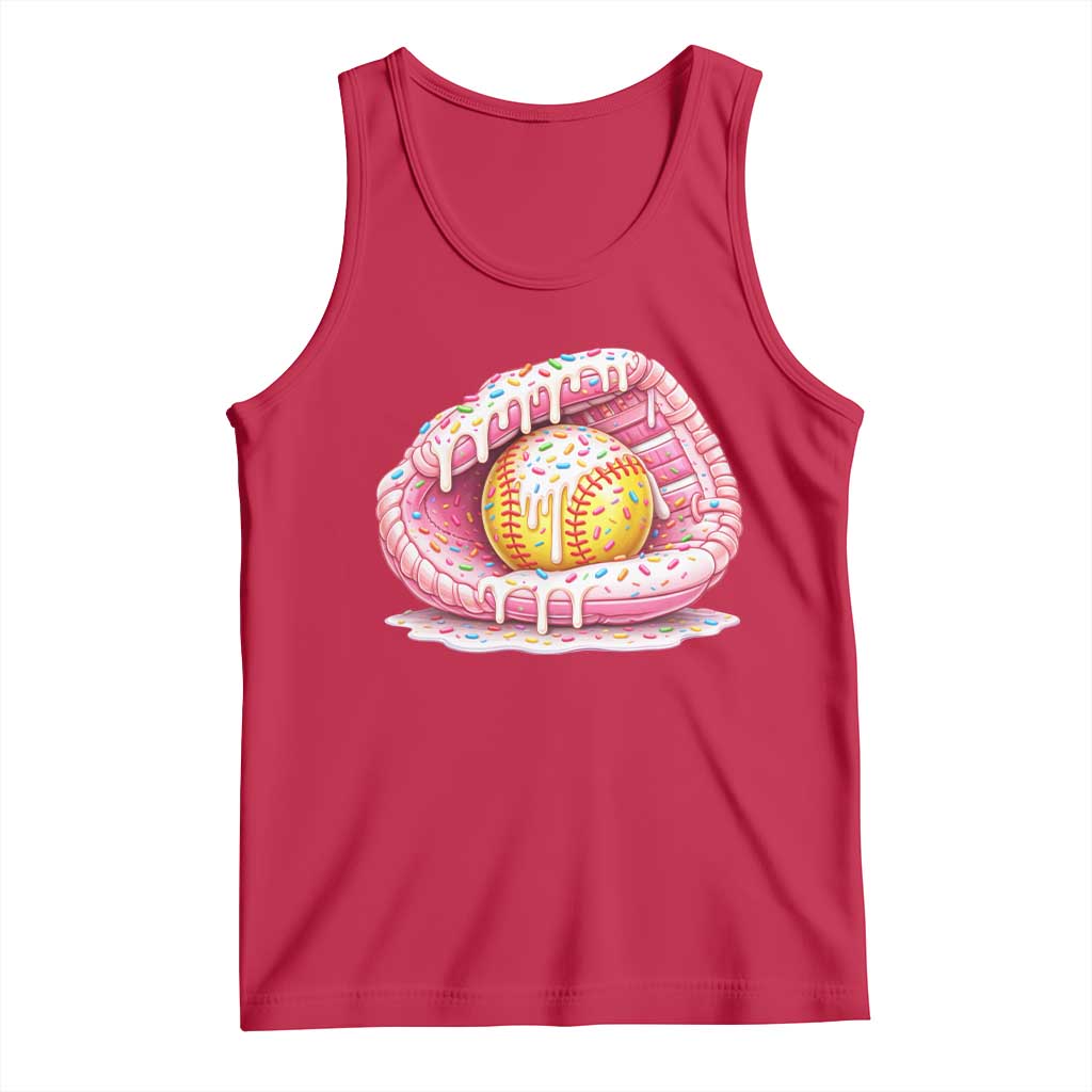 Softball Drip Tank Top Ice Cream Sprinkles Softball Glove Girls Kid TS10 Red Print Your Wear