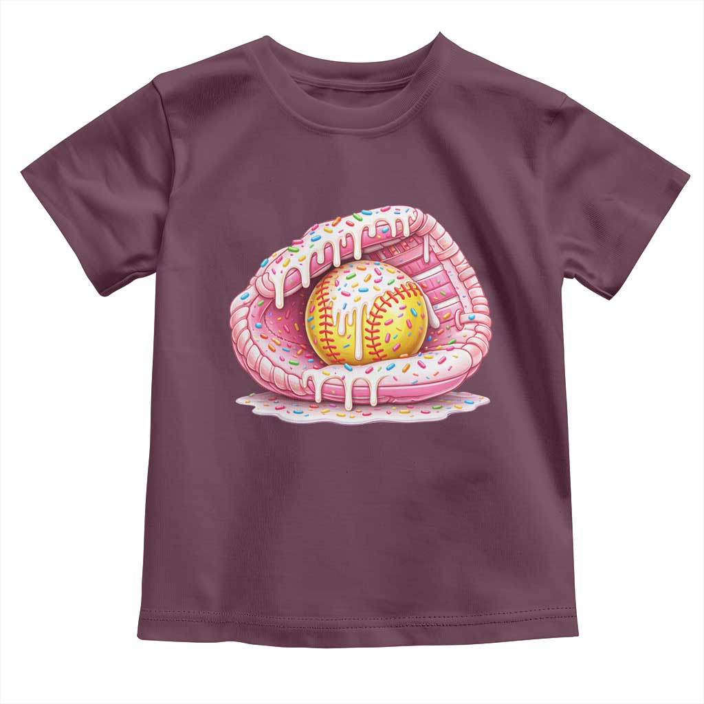 Softball Drip Toddler T Shirt Ice Cream Sprinkles Softball Glove Girls Kid TS10 Maroon Print Your Wear