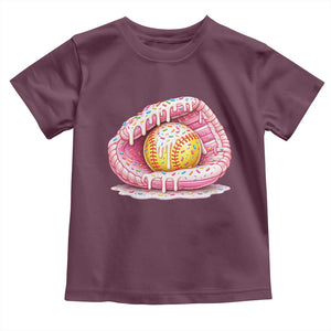 Softball Drip Toddler T Shirt Ice Cream Sprinkles Softball Glove Girls Kid TS10 Maroon Print Your Wear
