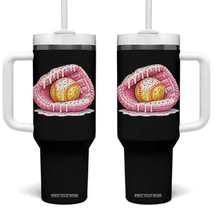 Softball Drip Tumbler With Handle Ice Cream Sprinkles Softball Glove Girls Kid TS10 One Size: 40 oz Black Print Your Wear