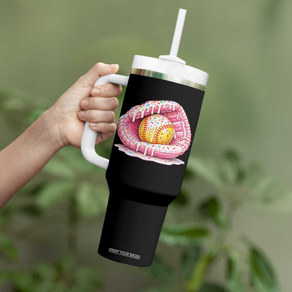 Softball Drip Tumbler With Handle Ice Cream Sprinkles Softball Glove Girls Kid TS10 Print Your Wear