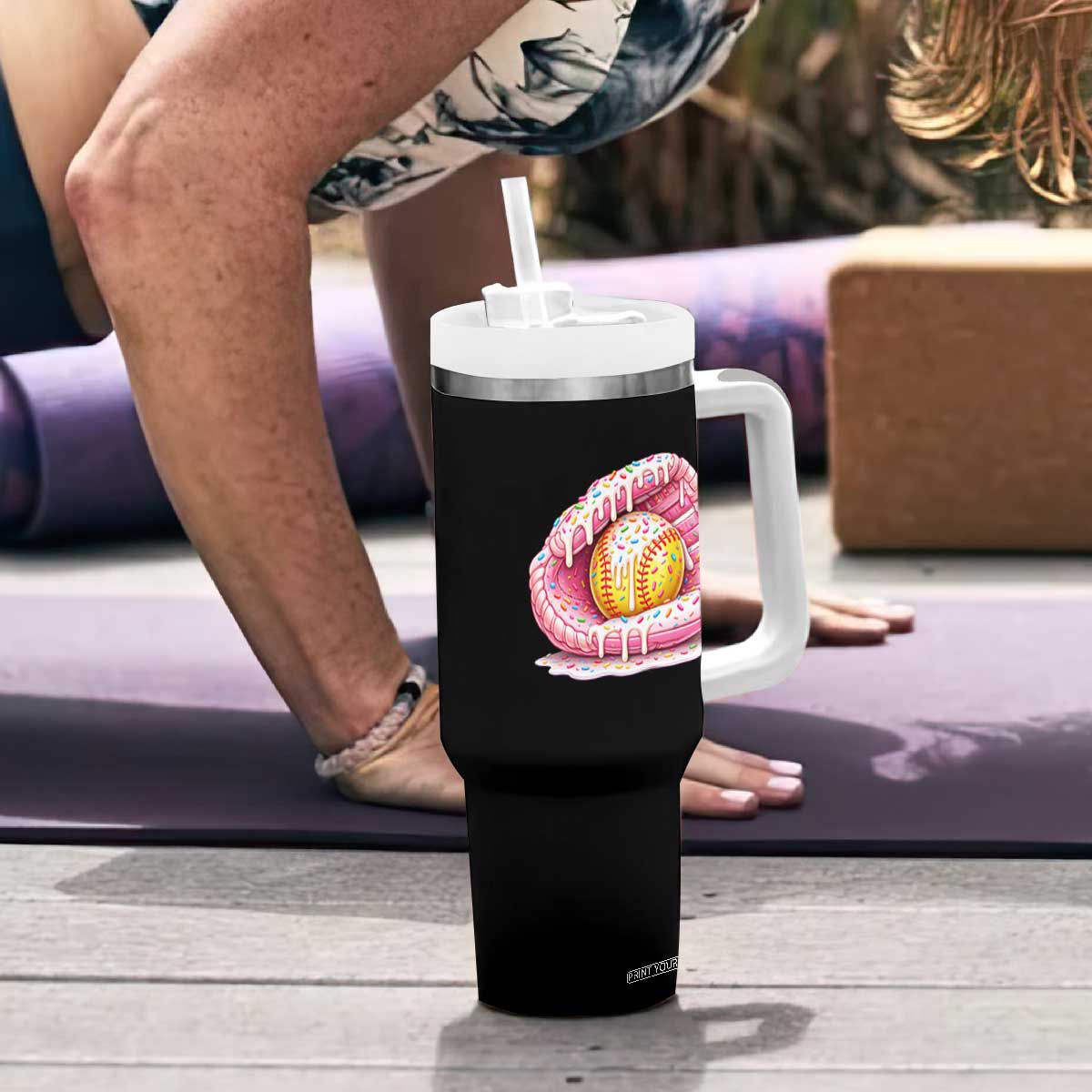 Softball Drip Tumbler With Handle Ice Cream Sprinkles Softball Glove Girls Kid TS10 Print Your Wear